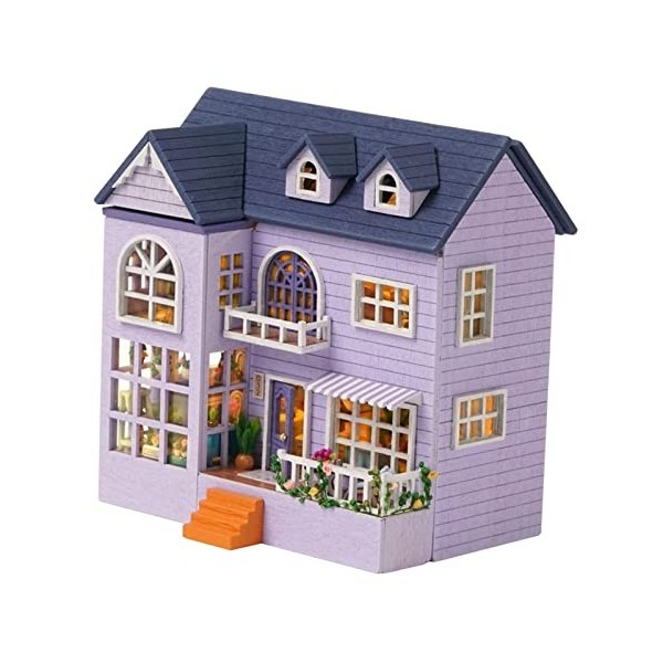 Sharplace Puzzle En Bois 3D Maison de Poupée Miniature avec Lumières et Meubles Cadeau de La Saint-Valentin, StyleA
