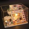 DIY Miniature 3D Loft en Bois avec des Meubles Mini Maison Chambre Artisanat Kits LED Lumières Mini Exquis Appartement Modèle