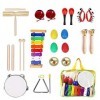 Ulifeme Instrument de Musique pour Enfant, 24 Pièces Instruments de Musique en Bois Percussion pour Bébé avec Xylophone, Tamb