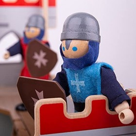 BigJigs Jouets chevaliers médiévaux en bois - Poupée en bois Figures Maison, Playset