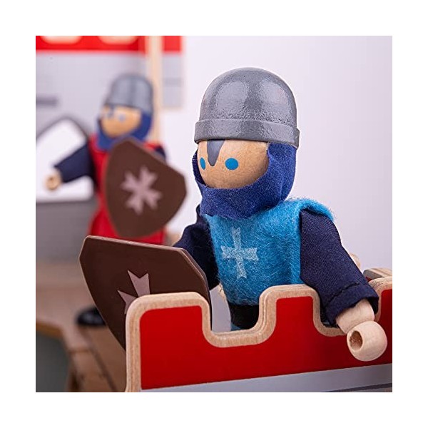 BigJigs Jouets chevaliers médiévaux en bois - Poupée en bois Figures Maison, Playset
