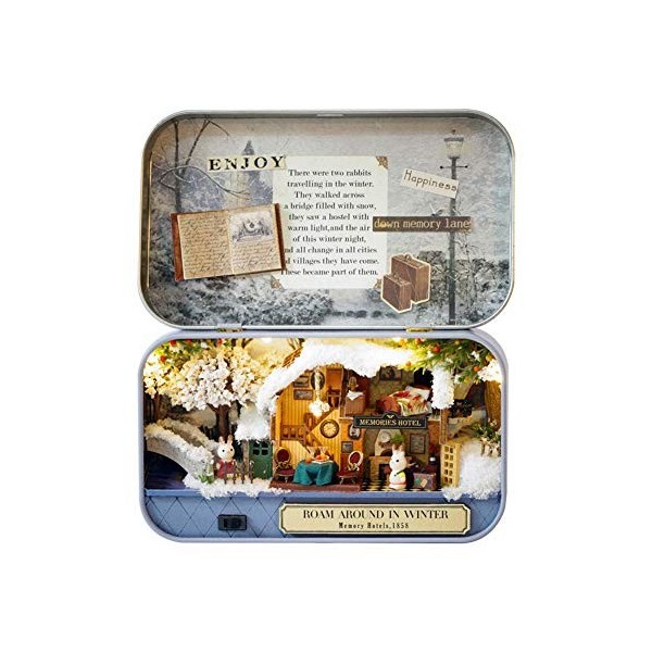 Kit de Maison de Poupée Miniature à Monter Soi-même, Kit de Maison de Poupée en Bois 3D DIY Kit de Théâtre avec Meubles et Co