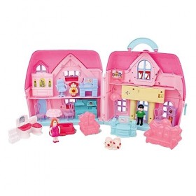 Toyvian 1 Jeu Boite De Rangement Maison De Princesse Jouet De Maison De Poupée Mallette De Maison Portable Blocs De Construct