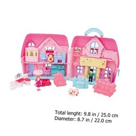 Toyvian 1 Jeu Boite De Rangement Maison De Princesse Jouet De Maison De Poupée Mallette De Maison Portable Blocs De Construct