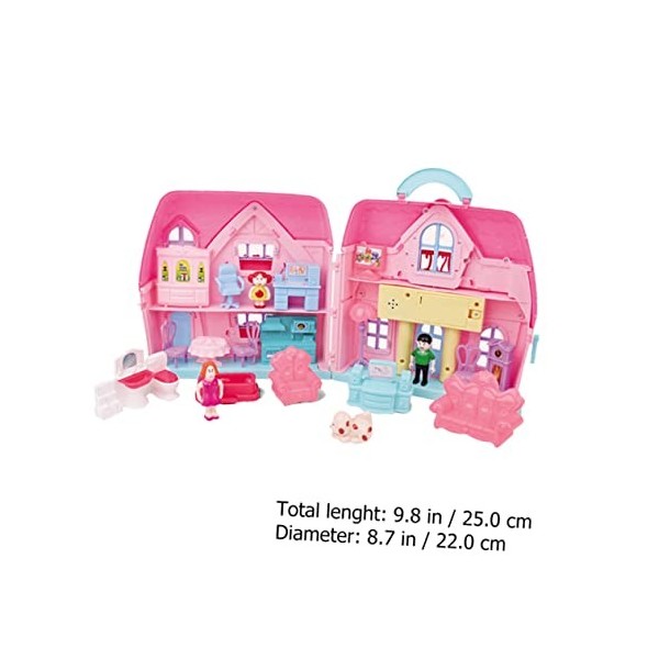 Toyvian 1 Jeu Boite De Rangement Maison De Princesse Jouet De Maison De Poupée Mallette De Maison Portable Blocs De Construct