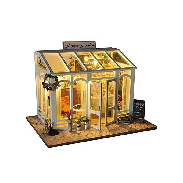 luckiner Mini maison en bois 3D maison de poupée miniature kit dassemblage jouets créatifs avec LED outils de bricolage