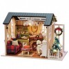 Galapare Kit de maison de poupée miniature de Noël à faire soi-même, réaliste, mini maison en bois 3D en bois avec meubles LE