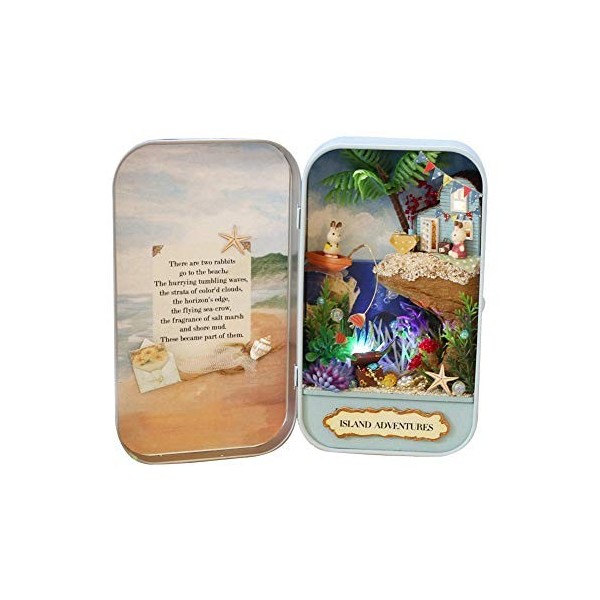 BORDSTRACT Maison De Poupée Miniature, Boîte De Théâtre 3D en Bois avec Meubles Et Lumière LED, Mini Maison De Poupée Créativ