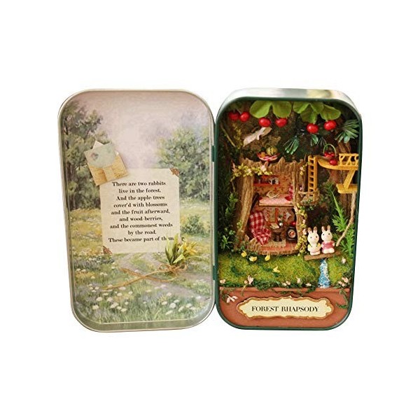 BORDSTRACT Maison De Poupée Miniature, Boîte De Théâtre 3D en Bois avec Meubles Et Lumière LED, Mini Maison De Poupée Créativ