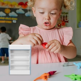 Toyvian Maison De Poupée Épicerie Playset Stand De Marché en Bois Jouet Magasin De Jeu Mini Bibliothèque en Bois Simulation S