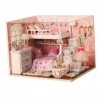 Harilla Kits de Maison de poupée Miniatures en Bois, modèle de Maison de poupée pour Filles de 6 Ans et Plus, avec lumières, 