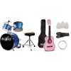 Music Alley Junior Tambum Kit pour enfants avec pédale de tambour, tactol à tambour et bâtonnets de batterie - rouge