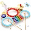 ZHUSI Instrument de Musique Enfant Percussion en Bois pour Bébé Instrument de Musique Xylophone en Bois Montessori Jouet en B