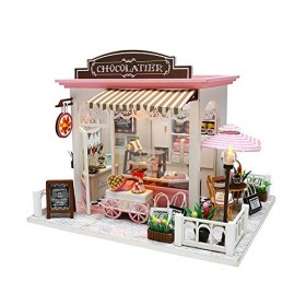 luckiner Mini maison de poupée 3D mignonne à faire soi-même - Kit de maison de poupée miniature de luxe fait à la main - Modè