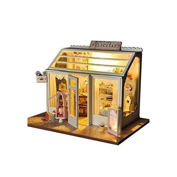 luckiner Mini maison de poupée miniature 3D en bois avec LED