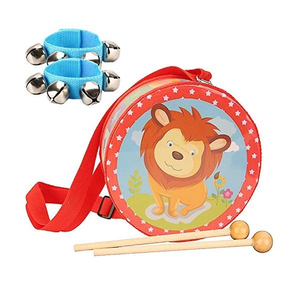 Tambour à Main Traditionnel Chinois Pour Enfants - Instrument Percussion, Bois Et Tissu, Jouet Musical