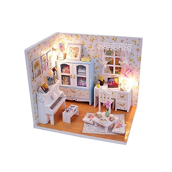 TONGQU Kit Maison PoupéE Miniature Bricolage, Mini Artisanat PièCe Maison en Bois 3D pour NoëL et Anniversaires - Superbe Mai