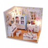 TONGQU Kit Maison PoupéE Miniature Bricolage, Mini Artisanat PièCe Maison en Bois 3D pour NoëL et Anniversaires - Superbe Mai