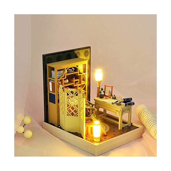 luckiner Kits de bricolage lumineux pour chambre de poupée - Mini maison en bois 3D avec LED - Loisirs créatifs