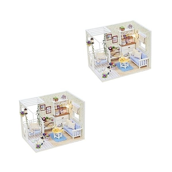 Totority 1Pc 3D Puzzles en Bois Jouets en Bois Puzzles en Bois Enfants Miniature Maison De Poupée Bricolage Maison De Poupée 