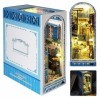 IXYHKB DIY Book Nook Kit, Maison Miniature a Construire, Maison Puzzle 3D Miniature, Livre en Bois Nook Set avec Lumière LED,