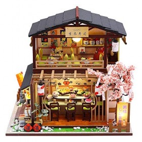 September-Eur ope - DIY 1:24 Maison de poupée miniature en bois de style japonais assemblé à la main pour cadeau danniversai