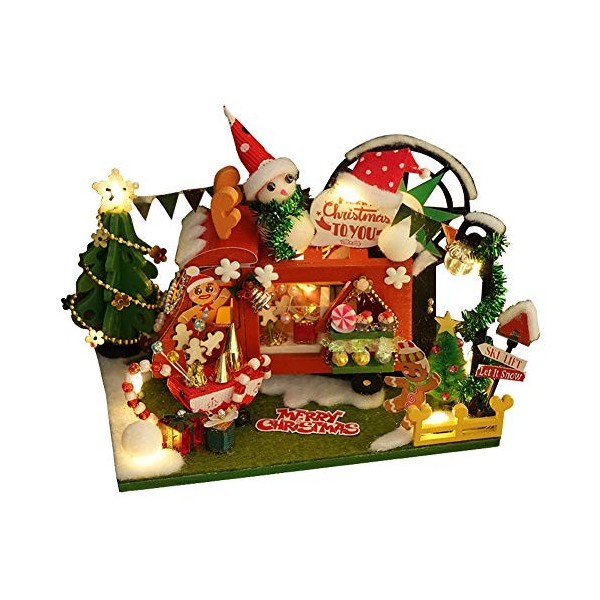 WonDerfulC Kit de mini maison de poupée 3D à faire soi-même Maison de Noël Modèle fait à la main Cadeau de Noël Maison darbr
