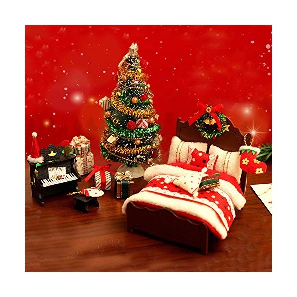 WonDerfulC Kit de mini maison de poupée 3D à faire soi-même Maison de Noël Modèle fait à la main Cadeau de Noël Maison darbr