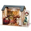 Kavolet Maison de poupée miniature de Noël, Maison de poupée avec lumières LED, Mini maison en bois 3D réaliste,Artisanat de 