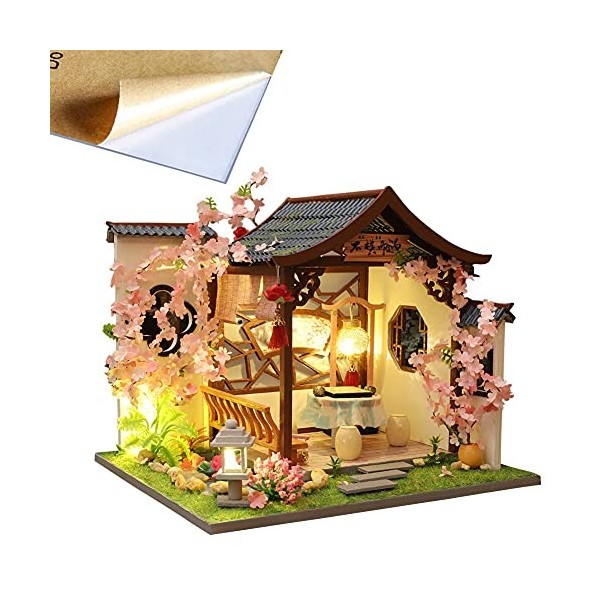 Lot de 4 modèles de maison de poupée miniature en bois 3D pour maison de poupée - Architecture classique DIY anniversaire Pre