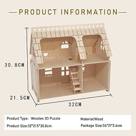 CUTEROOM Maison de poupées en Bois lemogo Maison séparée - Kit de Construction Artisanale en Bois DH003 