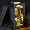 TOPBSFARNY Support de livre en bois 3D pour maison de poupée, serre-livres en bois, kit de construction avec lumière LED pour