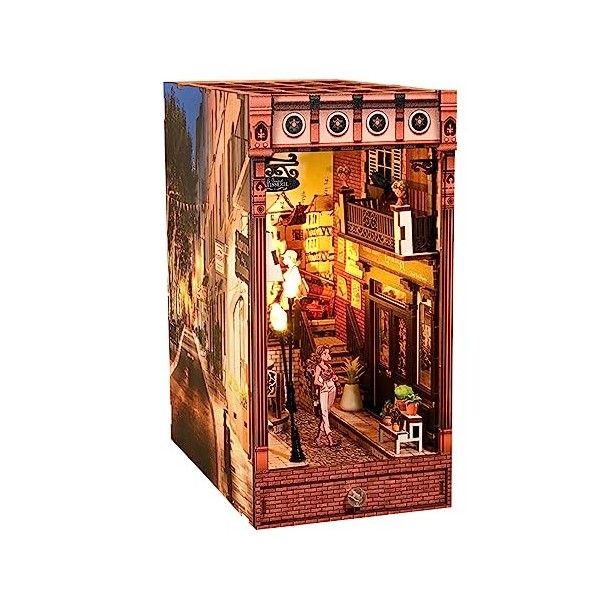 Kit de construction pour coin de livre – Puzzle 3D en bois miniature pour maison de poupée miniature pour étagère de biblioth