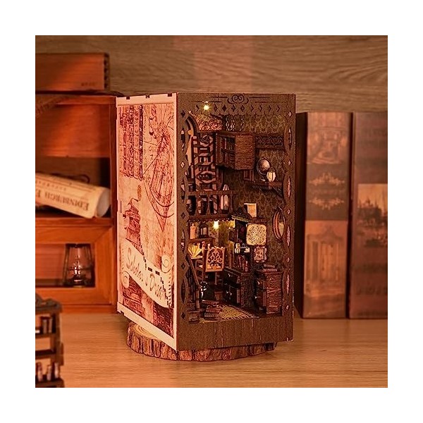 Kit de construction pour coin de livre – Puzzle 3D en bois miniature pour maison de poupée miniature pour étagère de biblioth