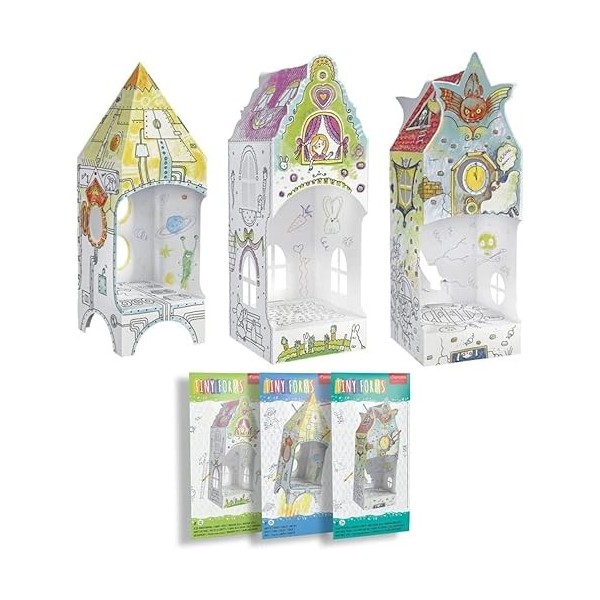 Monumi,Kit de papphauses 3D à colorier I Jouets pour tout-petits I Livre de coloriage pour gestion du temps créatif I Maison 