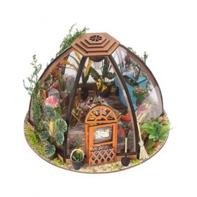 Allayu Maison de poupée Faite à la Main Unique et personnalisée Playtime Miniature 3D Serre Bois Fleur Maison de poupée Maiso