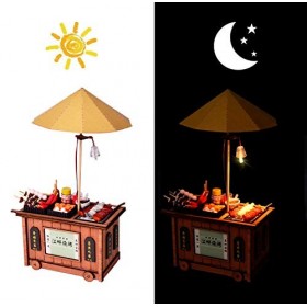 WonDerfulC Lot de 2 accessoires de maison de poupée faits à la main en bois avec lumières LED