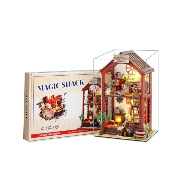 Kit de maison miniature à monter soi-même, maison de poupée magique avec housse anti-poussière pour garçon et fille, cadeau d
