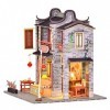 Maison de poupée miniature 3D en bois avec lumière LED et couvercle anti-poussière à léchelle 1/24