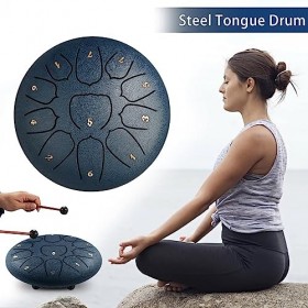 YUEHAO Steel Tongue Drums,6 pouces 11 Tons Mini Tambour Handpan D Key Percussion Steel Drum Kit,Pour Débutants/Adultes/Enfant