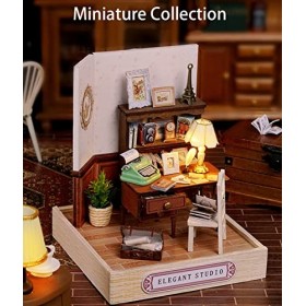 Kit de Maison Minuscule de Maison de poupée avec des Meubles et Un kit de Maison de Bricolage Miniature Anti-poussière avec L