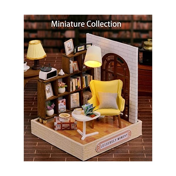 Maison de poupée miniature Tiny House Kit avec meubles et anti-poussière Mini maison avec LED Mini maison de poupée avec acce