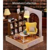 Maison de poupée miniature Tiny House Kit avec meubles et anti-poussière Mini maison avec LED Mini maison de poupée avec acce