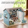 Miniatures de Maison de Poupée, Kit de Maison de Poupée avec Meubles et Lumière LED, Kit de Maison Miniature Bricolage, Cadea