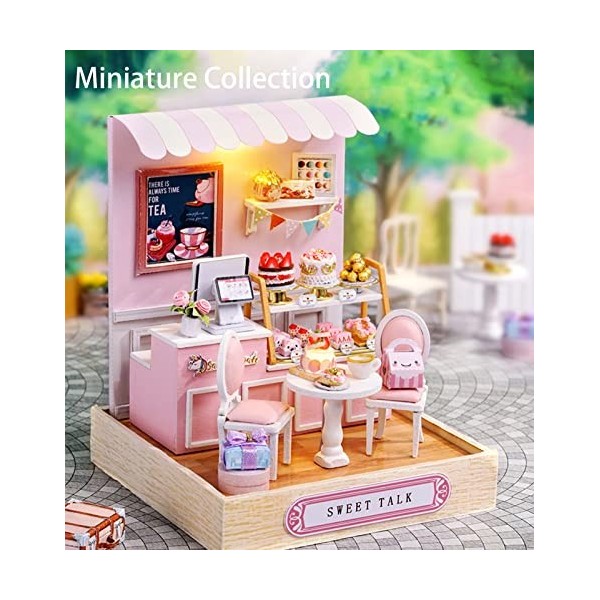 Maison miniature bricolage avec accessoires Maison de poupée miniature avec LED Kit de maison bricolage Chambre créative avec