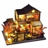 Cutebee Maison Miniature DIY Kit,Maison de poupée en Bois avec Meubles et lumières LED, kit modèle DIY, idée de Mini Maison c