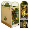 IXYHKB DIY Book Nook Kit, Maison Miniature a Construire, Maison Puzzle 3D Miniature, Livre en Bois Nook Set avec Lumière LED,