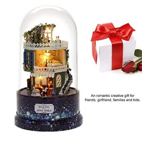 Maison de poupée - Kit de maison de bricolage miniature Chambre créative Mini-Maison de rêve avec meubles et verre, couvrez l