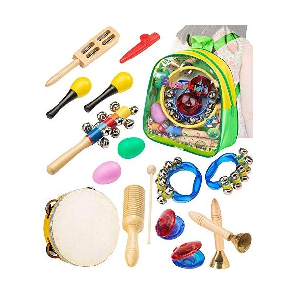 Smarkids Instruments de Musique pour Enfants, Instrument de Musique Bebe avec Tambourin Maracas Oeufs Shaker Jouets éducatifs