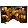 DIY Book Nook Kit, Kit de Maison de poupées Miniatures avec Meubles et lumière LED, Serre-Livres 3D Bricolage LED Puzzle en B